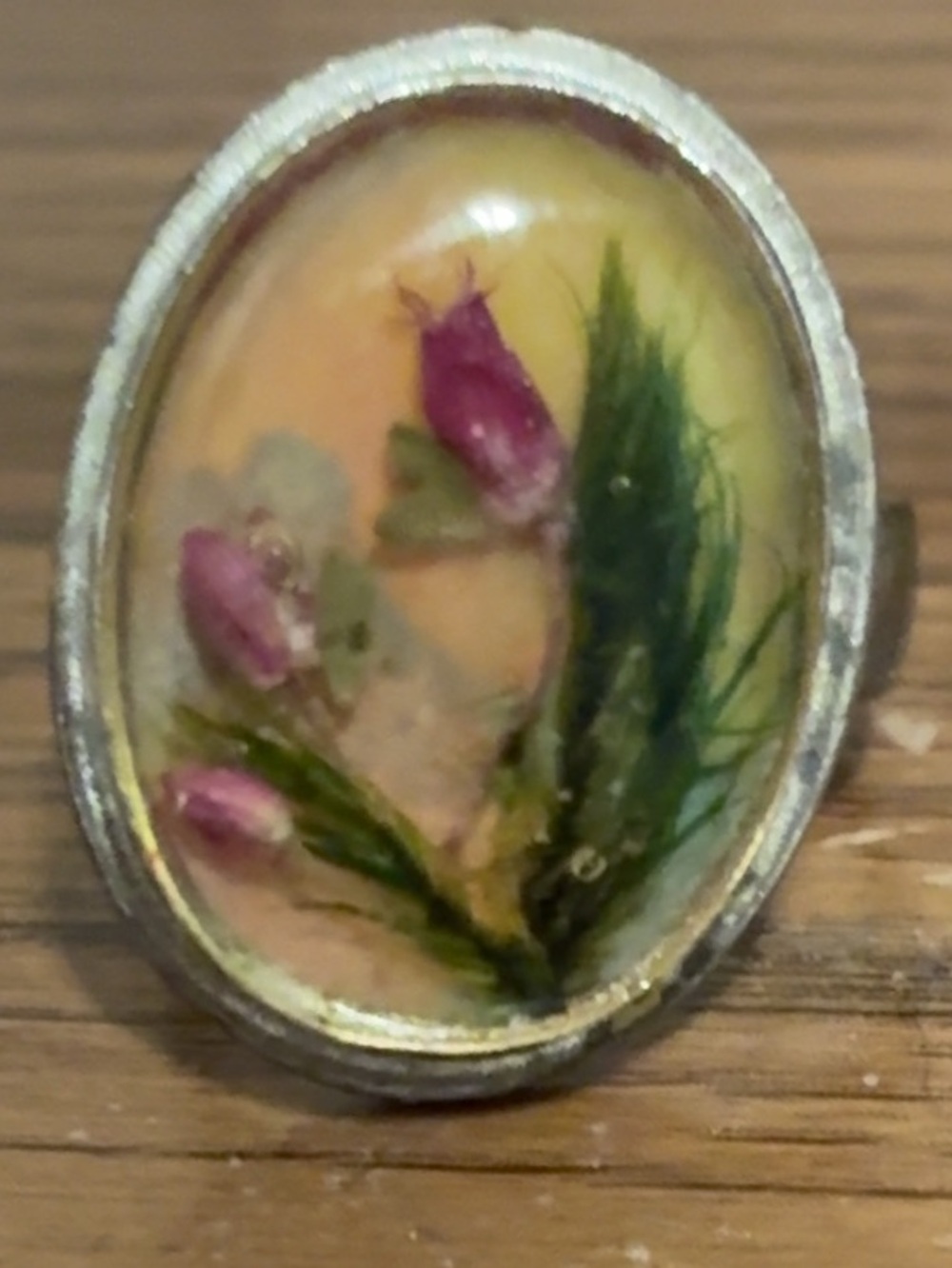 Handcrafted Pink Floral Resin Oval Ring